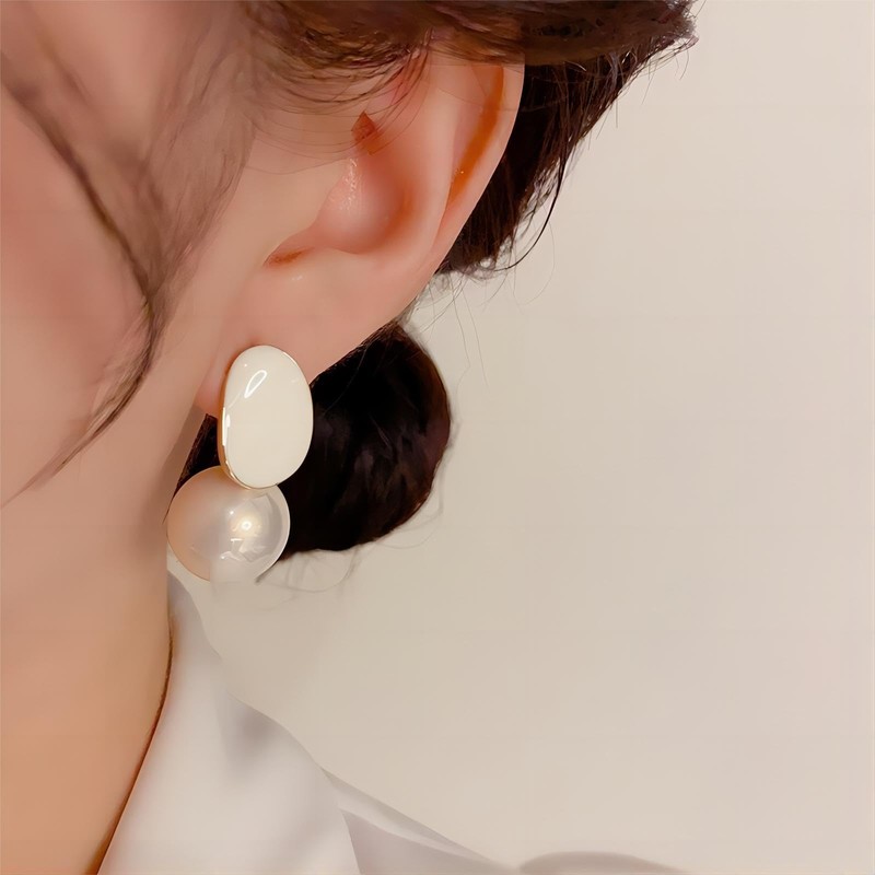 Forrylin Pearl Drop Earrings for Women with Silver Post, Geometric