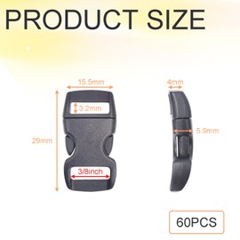 60 Pack 3/8 Inch Curved Contoured Paracord Bracelet Buckles Clips Quick Side Release Paracord Buckles for Parachute 550 Cord Paracord Bracelets Clasps Masks Dog Collar Buckle Strap Sewing Accessories