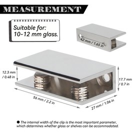 KAFENDA Glass Shelf Brackets Zinc Alloy Glass Clamps for 1/2 Inch vitreous Polished Chrome（1/2inch 8pcs）