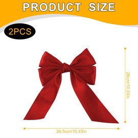 Bojueshaw 2pcs Big Bow Hair Clips,Satin Hair Bow Barrettes,French Bowknot Hairpin,Solid Color Hair Decorations Accessories for Women Girls(Red)