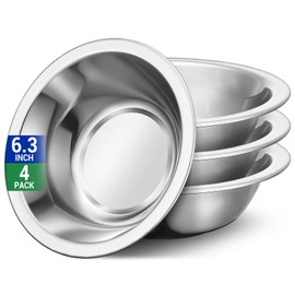 Offiper 304(18/8) Stainless Steel Mixing Bowls for Kitchen, 4 Pack 6.3" 13.67 fl.oz Metal Mixing Bowls Set Stackable for Baking Serving Cooking Food Prep Storage Dishwasher Safe Heavy Duty