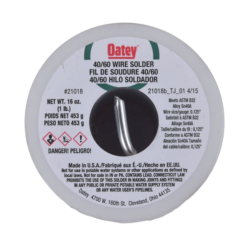 Oatey 21018 40/60 Wire Solder, 0.125-Inch ga. - 1 lb.