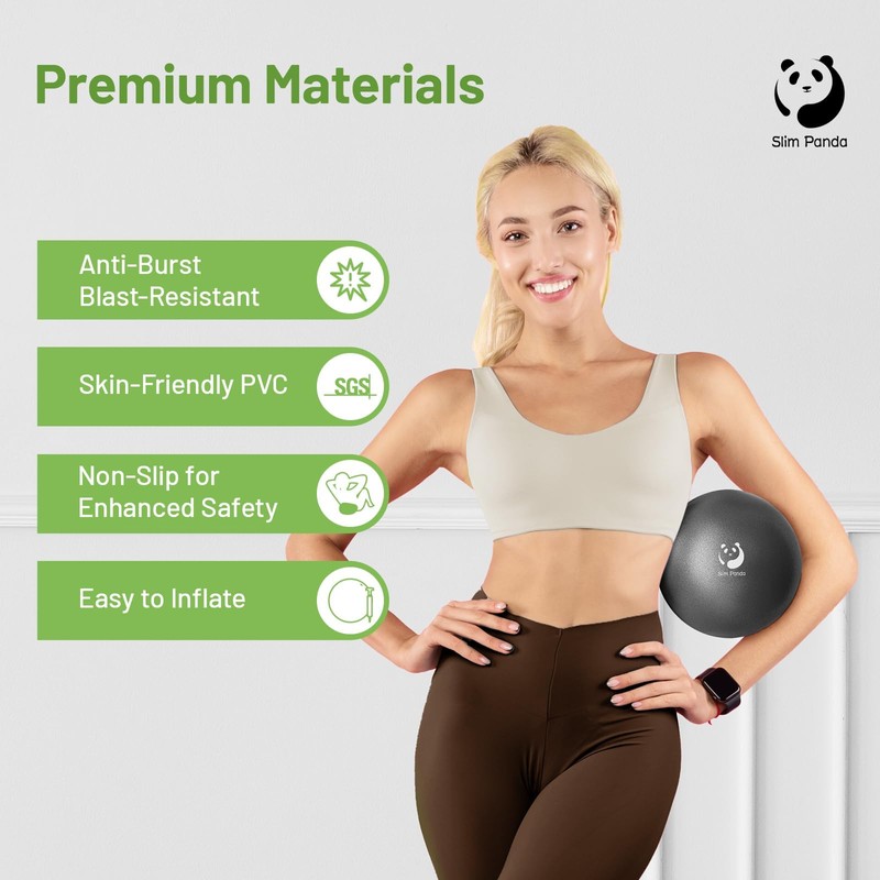 Slim Panda Pilates Ball, 9 Inch Small Exercise Ball, Anti