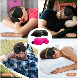Sleeping Mask for Men and Women, Pack of 2 3D Sleeping Goggles, Night Mask, Comfortable Soft Foam Eye Mask, Breathable Sleeping Mask, Light Blocking Sleeping Glasses, for Travel, Nap