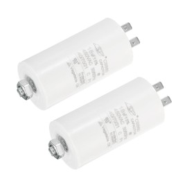 YOKIVE 2 Pcs 18uF CBB60 Running Capacitor, Run Capacitor with 4 Pins Screw, AC 450V Start Up Motors, Great for Air Compressors, Pumps (White, 75x40mm)