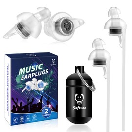 Softvox Concert Earplugs High Fidelity Music Ear Plugs 2 Pairs, 100X Reusable Noise Reduction Earplugs, Hearing Protection for Musicians, Festival, Raves, Loud Noise -Black