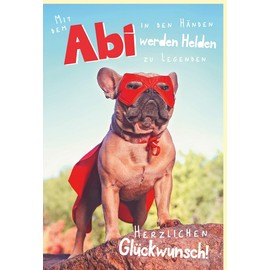 Skorpion Dog Graduation Card with Mask and Cape with Envelope