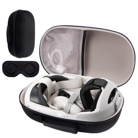 XINGFUDAO Hard Carrying Case Compatible with Meta Quest 3/Quest 3S(with Elite Strap), Waterproof and Shockproof Portable Bag with Mesh Pocket for Accessories, Black