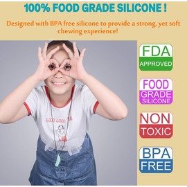 Chew Necklace for Sensory Kids Adults,Chewy Leaf Feather Beads Teething Necklace,Sensory Chew Necklaces Feather Teether,3 Pack