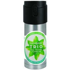 Casaware Trio Tea Infuser - Filter - Travel Tumbler with 2-way Leaf Compartment 12 Ounce (Black)