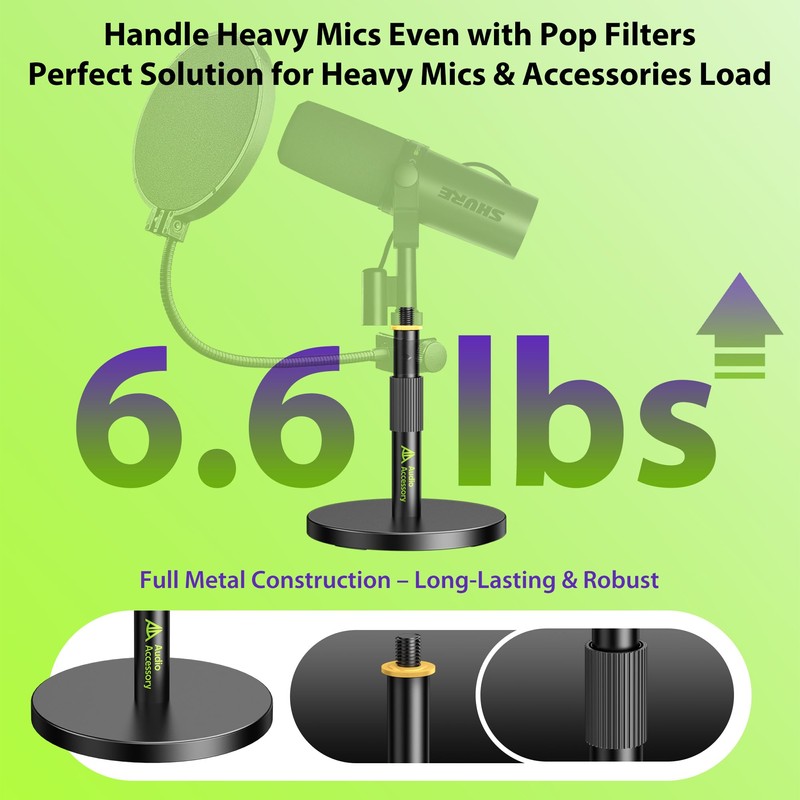AA AUDIO ACCESSORY Short Mic Stand Desk, Ultra Low 5