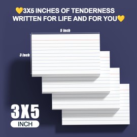 Index Cards 3x5 Inch - 300 Pack, Ruled Index Flash Cards for Studying, Lined Index Note Cards 3x5 Flashcards, Notecards 3 x 5 Lined Small Index Cards Ruled White 3x5 Cards for Office, School, Home