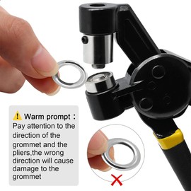 Jowenia Grommet Tool Kit, Manual Grommet Press Eyelet Pliers with 200 Each 6 mm 10 mm 12 mm Silver Grommets, Grommet Kit for Fabric and Leather