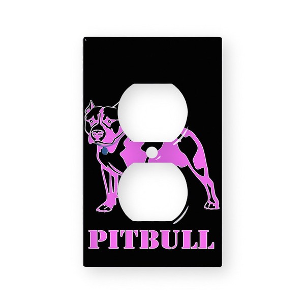Pitbull Dog Pink - Decor Double Switch Plate Cover Metal