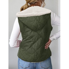 Valphsio Women Reversible Vest Quilted Lightweight Hoodie Jacket Sleeveless Sherpa Coat