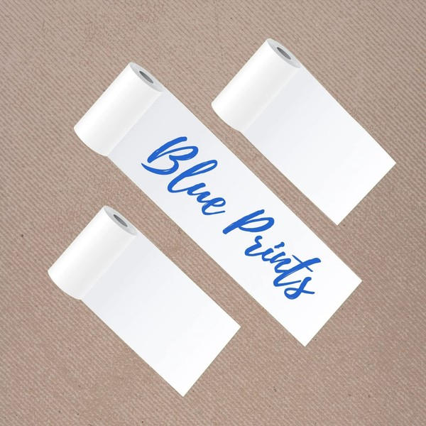 Poooliprint Blue Prints on White Paper 3 Rolls 57mm Thermal