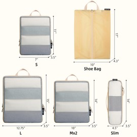 BAGAIL 5 Set/6 Set Ultralight Compression Packing Cubes Travel Accessories Expandable Packing Organizers(Beige 6Set Mesh Pattern)