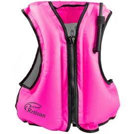 Rrtizan Snorkel Vest Adults Inflatable Swimming Life Jacket for Kayaking Diving Snorkeling Safety (Pink, S-M)