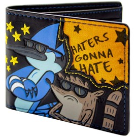 Regular Show Haters Gonna Hate Mordecai and Rigby Wallet Bi-Fold ID & Card Holder, Black