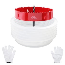 Nicerity 6-1/2 Inch Hole Saw with 180mm Dust Bowl Catcher for Recessed Lights, 165mm Hole Cutter in Bi-Metal with Arbor for Wood, Plastic Board, Ceiling, Drywall, Include Hex Key & Gloves