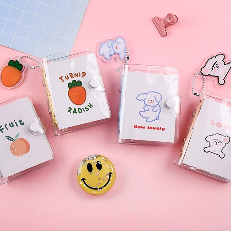 JIHUOO Mini Transparent 3 Ring Binder Covers Clear PVC Loose