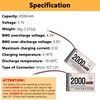 Hiteuoms 3.7V 2000mAh Lithium Rechargeable Battery 1S 1C LiPo Battery