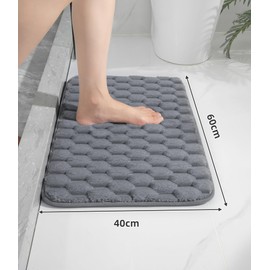 YIHOUSE Memory Foam Bathroom Rugs Mat, 16x24 Extra Soft and Absorbent Bath Mats for Bathroom Non Slip, Machine Washable Bath Mat Tub Shower Bath Rug Grey