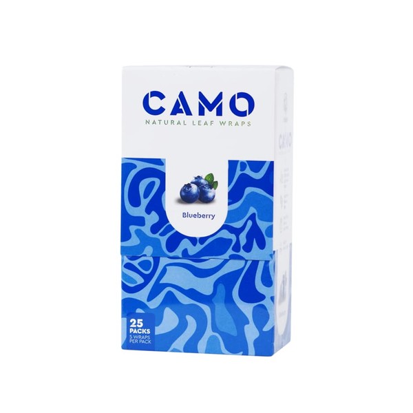 Afghan Hemp - Natural Leaf Wraps - Camo - Sealed Box - Various Flavors - 125 (25 x 5) Leaf Wraps per Box - (Blueberry)