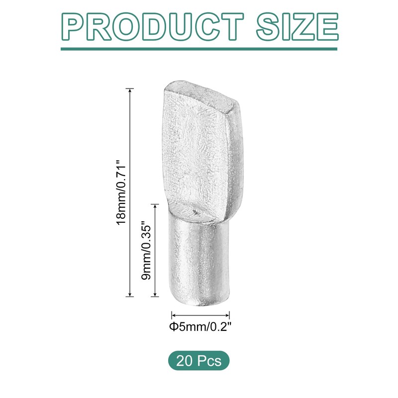 sourcing map 20Pcs Shelf Support Pegs, 5mm Spoon Shape Shelf