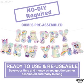 KatchOn, Iridescent Happy New Year Banner - 10 Feet, Pre-Strung | Party Music Banner for Happy New Years Decorations 2026 | New Year Sign for NYE Decorations | New Years Eve Party Supplies 2026