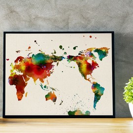 Nacnic Film for framing World Map. Map of the World. Poster with Images of the World Watercolour Style. Foil Maps. Home Decor. Paper 250 Grams 24x30cm Model B