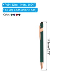 PATIKIL Black Ink Ballpoint Pen, 8 Pack Crystal Diamond Twist Metal Pen 1.0mm Medium Point for Note Taking Journaling, Multi Color