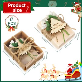Hoolerry Handmade Scented Soap Christmas Favor Handmade Soaps, Handmade Soap Bars Christmas Set Decorations for Christmas Stocking Stuffer Happy for Christmas (Cream Color, 12)