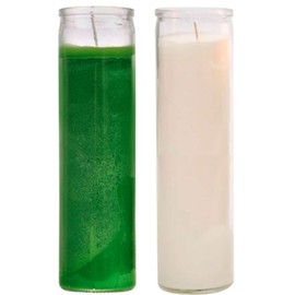 Prayer Candles - Wax Candles (2 Pc) Green and White Great for Sanctuary, Vigils and Prayers - Unscented Glass Candle Set - Jar Candles - Spiritual Religious Church - St Patricks