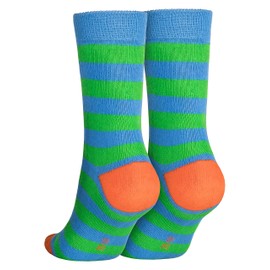 Piarini 2 Pairs of Children's Socks Striped Colourful - Full Terry Cloth Boys Girls - Soft Children's Socks - Kids Boys Girls Socks, Green-Orange