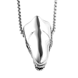 OAKKY Men's 316l Stainless Steel Individual Hyperbolic Alien Head Pendant Necklace Silver