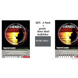 Set: 2 Pack Knotless Tapered Leader 6X/0.14/0.28 + Free Petri Heil. [German Language
