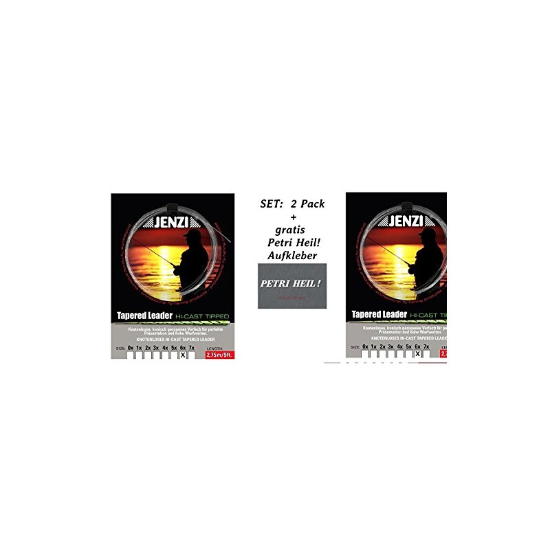 Set: 2 Pack Knotless Tapered Leader 6X/0.14/0.28 + Free Petri