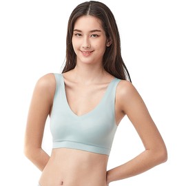 Floatley Cozy Bra Comfort Brasier sin varillas de cobertura completa sin costuras con almohadilla incrustada para mujer, aguamarina, gris , XXL