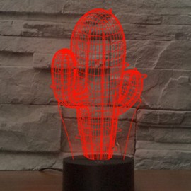 MOLLY HIESON 3D Cactus Night Light Decor Table Desk Optical Illusion Lamps 7 Color Changing Lights LED Table Lamp Xmas Home Love Birthday Children Kids Decor Toy Gift