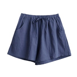Karly Shop lsp615 Women's Shorts, Summer, Large Size, Short, Cute, Cotton, Plain, Fine, Shorts, Culottes, Elastic Waist, navy