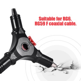 Coaxial Compression Tool, 3 in 1 F Plug Coaxial Installation Tool F Head for RG59 RG6 Coaxial Cable for Cable TV Satellite Installation