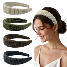 Fashionable Hard Headband Knitted Headband for Women and Girls, Non-Slip, Fabric Covered, Wide, Hair Accessory Headband for Everyday and Leisure (Beige, One Size)