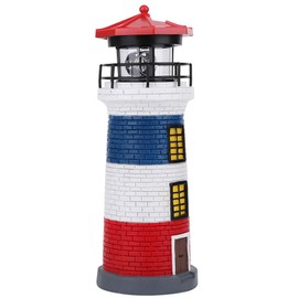 Solar Lighthouse, Easy to Install Rotating Lighthouse Light, Craft Ornament Garden Yard for Home(Red Blue White)