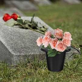 Toddmomy 10pcs Cemetery Grave Vase Inserts, 16 Holes Plastic Cemetery Flowers Holder Bracket for Grave Vase Reusable Cemetery Decor Tombstone Markers Memorials Sympathy, 13.00X13.00X10.00CM, Black