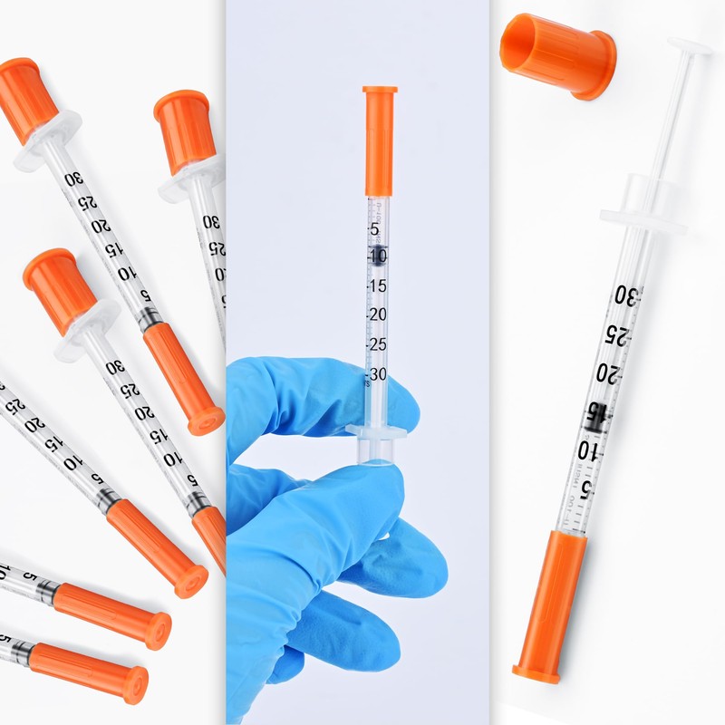 0.3ml Syringe with Cap,31 G 5/16Inch 8mm Lab Supplies for