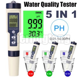 Unbranded 5 in 1 Water Quality Tester Meter Pen Digital LCD PH/TDS/EC/Sali