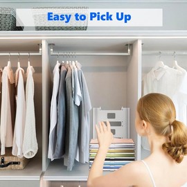 Tshirt Organizer - 10 Pieces Stackable Plastic Storage for T-Shirts, Pants, Shorts, Pajamas & Long-Sleeved Shirts, Adjustable & Sturdiness organizer storage Wall