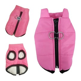 Waterproof Dog Coat Padded Fleece Zip Up Coat Chihuahua Puppy Tiny Toy Clothes Teacup Miniature Tiny Breeds (Darker Pink, XS : Length 24cm X Chest 35cm)