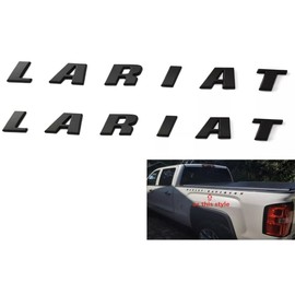 2pcs Lariat Truck Pickup Side Bed Emblems Letter Lariat Badge Nameplate (Matte Black)